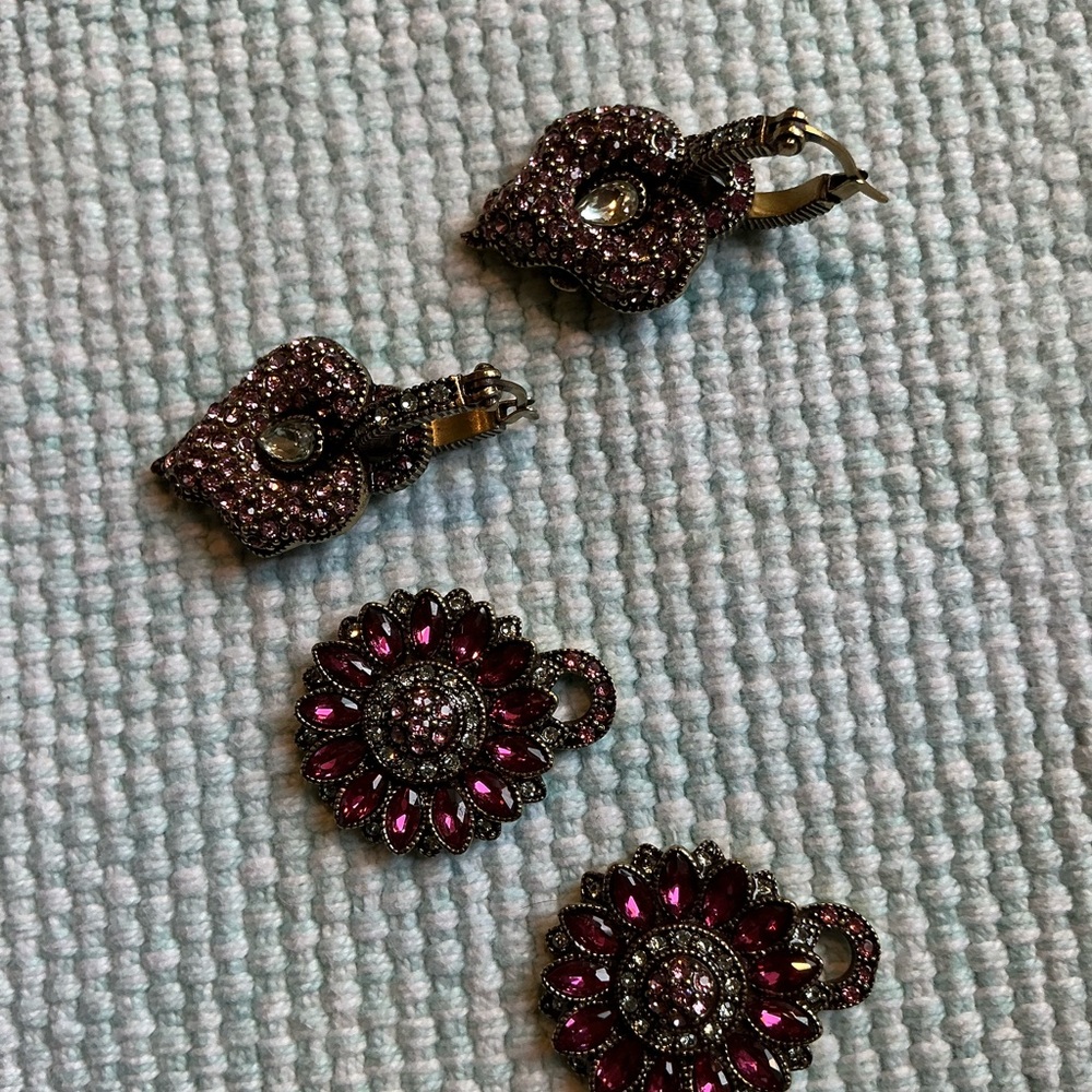 Heidi Daus Pink and Silver Floral Earrings